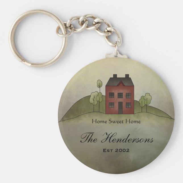 Zuhause Sweet Zuhause Individuelle Name Schlüssela Schlüsselanhänger (Vorne)