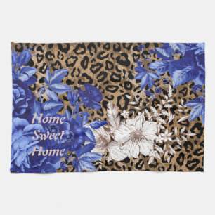 Zuhause Sweet Zuhause Leopard Blumenküche Handtuch