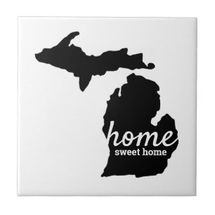Zuhause Sweet Zuhause Michigan Silhouette Fliese