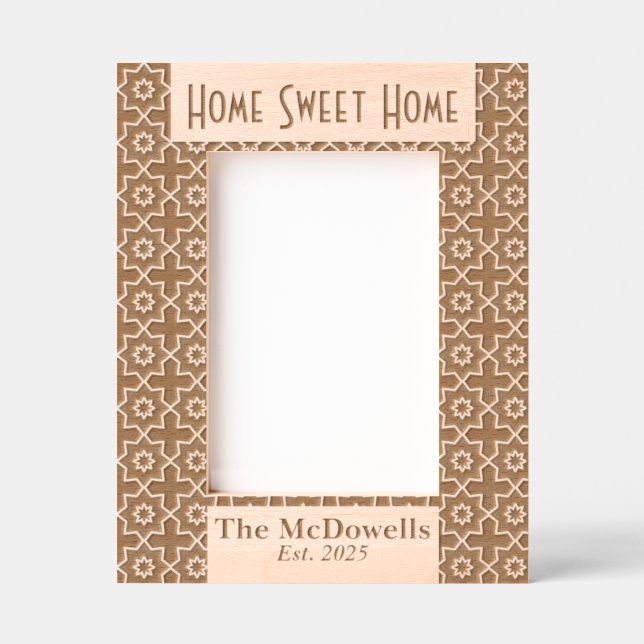 Zuhause Sweet Zuhause Modern Laser Etted Picture F Geätzte Rahmen (Vorderseite)