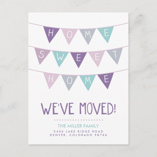 Zuhause Sweet Zuhause Moving Ankündigung Postkarte (Vorderseite)