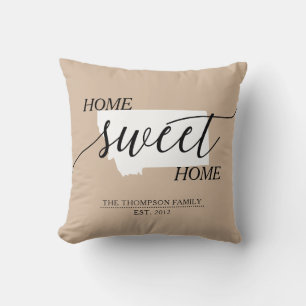 Zuhause Sweet Zuhause MT Staat Familienname Throw Kissen