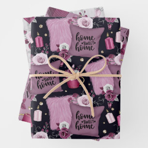 Zuhause Sweet Zuhause-Muster Geschenkpapier Set