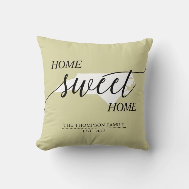 Zuhause Sweet Zuhause NC Staat Familienname Throw  Kissen (Vorderseite)