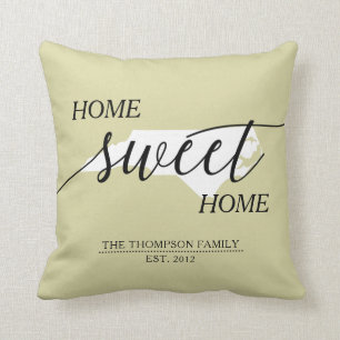 Zuhause Sweet Zuhause NC Staat Familienname Throw Kissen