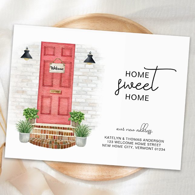 Zuhause Sweet Zuhause Neue Adresse Red Door Wasser Ankündigungspostkarte (Von Creator hochgeladen)