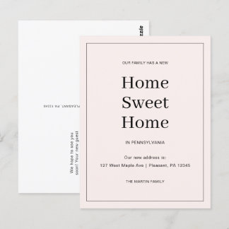 Zuhause Sweet Zuhause Neue Ankündigung zur Adresse Postkarte