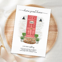 Zuhause Sweet Zuhause New Address Watercolor Red D Mitteilungskarte