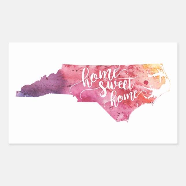 Zuhause Sweet Zuhause North Carolina Rechteckiger Aufkleber (Vorderseite)