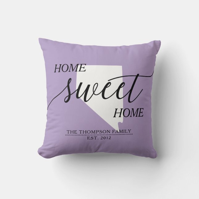 Zuhause Sweet Zuhause NV Staat Familie Name Throw  Kissen (Vorderseite)