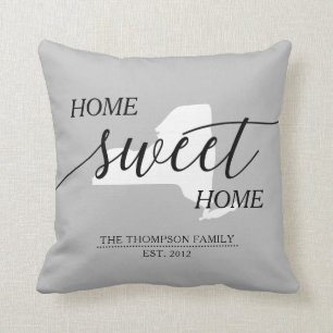 Zuhause Sweet Zuhause NY Staat Familienname Throw Kissen