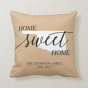 Zuhause Sweet Zuhause OK Staat Familienname Throw Kissen