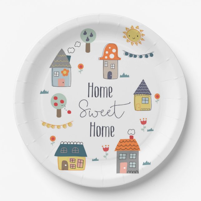 Zuhause Sweet Zuhause Pappteller (Vorderseite)