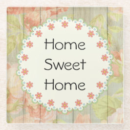 Zuhause Sweet Zuhause Peach and Minze Floral Count Glasuntersetzer