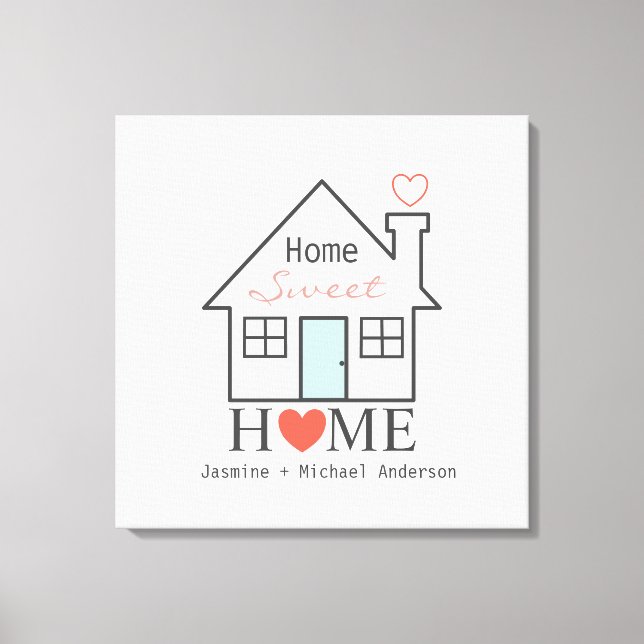 Zuhause Sweet Zuhause personalisiert Leinwanddruck (Vorderseite)