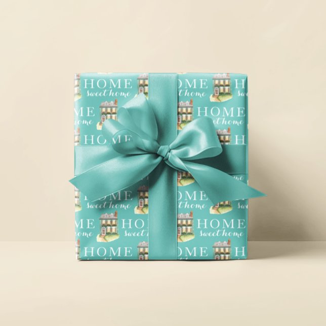 Zuhause Sweet Zuhause Personalisiert Wrapping Pape Geschenkpapier Set (This, "Home sweet home" wrapping paper set would make a great housewarming gift! )