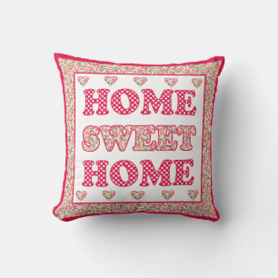 Zuhause Sweet Zuhause Pillow, Red and White Mix'n' Kissen
