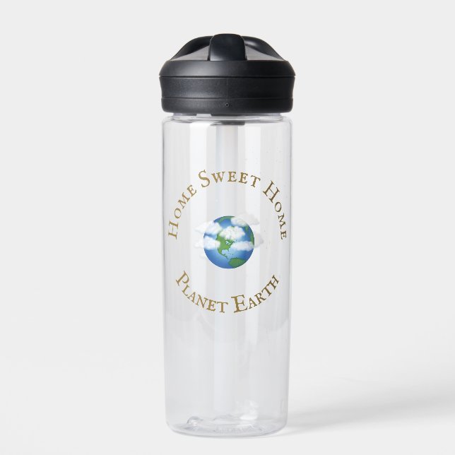"Zuhause Sweet Zuhause Planet Earth" funkelnde Ste Trinkflasche (Vorderseite)