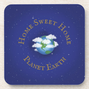 "Zuhause Sweet Zuhause Planet Earth" Whimsical Ast Getränkeuntersetzer