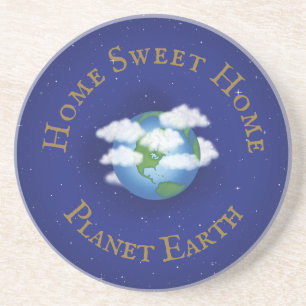 "Zuhause Sweet Zuhause Planet Earth" Whimsical Ast Getränkeuntersetzer