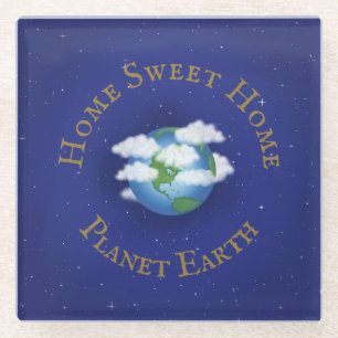 "Zuhause Sweet Zuhause Planet Earth" Whimsical Ast Glasuntersetzer
