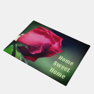 Zuhause Sweet Zuhause Red Rosenknospe Blume Fußmatte