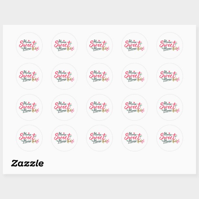 Zuhause Sweet Zuhause Runder Aufkleber (Blatt)