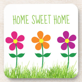 Zuhause Sweet Zuhause Spring Blumen Getränkeuntersetzer