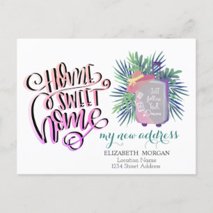 Zuhause Sweet Zuhause, Suitcase Palm Verlasse neue Ankündigungspostkarte