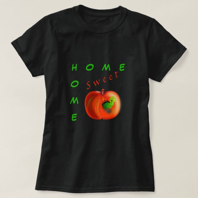 Zuhause Sweet Zuhause T - Shirt Happy Wurm in Appl (Design vorne)