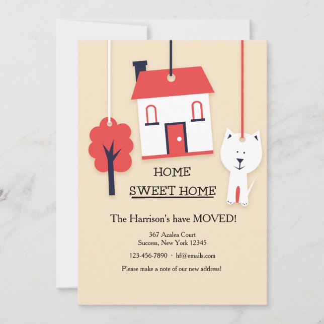 Zuhause Sweet Zuhause (Tan) Moving Ankündigung (Vorderseite)