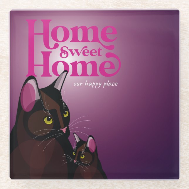 Zuhause Sweet Zuhause unser Happy Place Glass Unte Glasuntersetzer (Vorderseite)