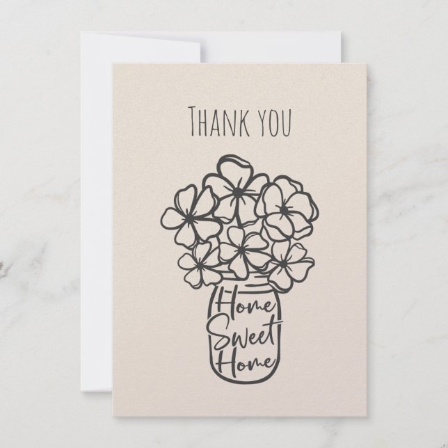 Zuhause Sweet Zuhause Vielen Dank, dass Sie Flachk Dankeskarte (Vorderseite)
