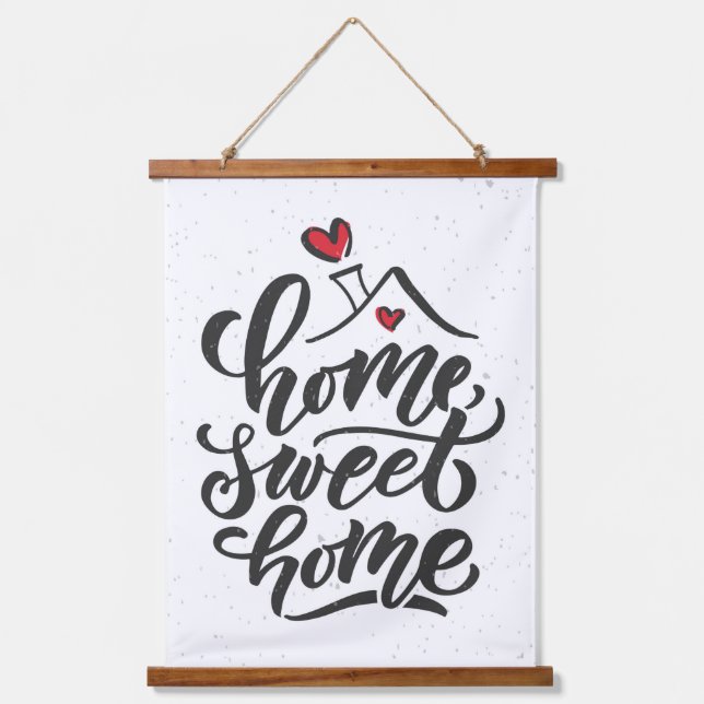Zuhause Sweet Zuhause Wandteppich Mit Holzrahmen (Vorderseite)
