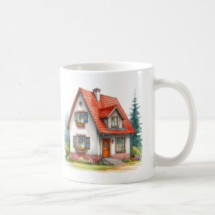 Zuhause Sweet Zuhause Watercolor Hütte Niedlich Ho Kaffeetasse
