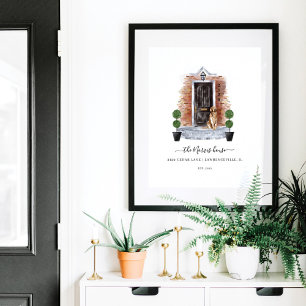 Zuhause Sweet Zuhause Watercolor Red Brick & Black Poster