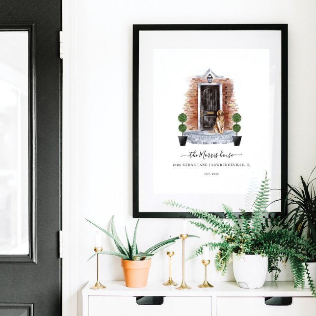 Zuhause Sweet Zuhause Watercolor Red Brick & Black Poster (Von Creator hochgeladen)