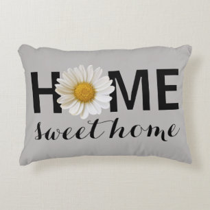 Zuhause Sweet Zuhause White Daisy Gray Dekokissen