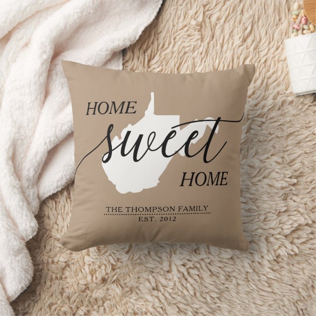 Zuhause Sweet Zuhause WV Staat Familie Name Throw  Kissen (Decke)
