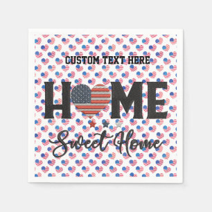 Zuhause Sweet Zuhause Zitat American Flag Heart US Serviette
