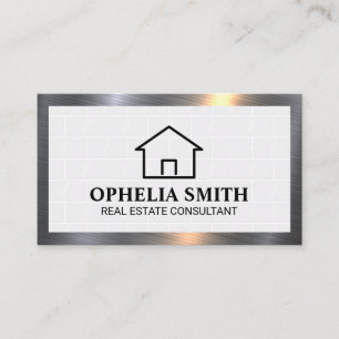 Zuhause-Symbol Fliesen aus weißem Ziegelstein Visitenkarte