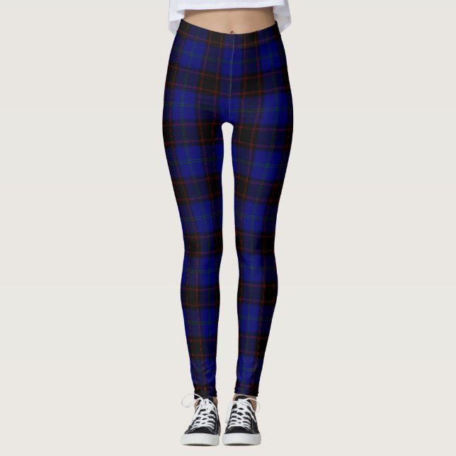 Zuhause tartan blau kariert leggings (Vorderseite)