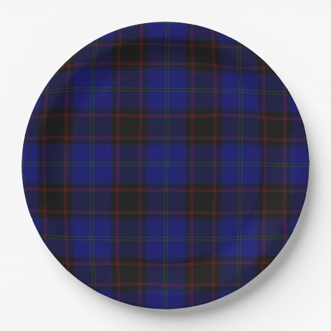 Zuhause tartan blau kariert pappteller (Vorderseite)