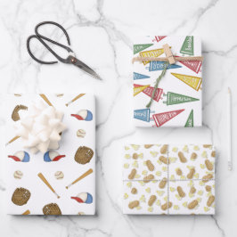 Zuhause Team Eröffnungstag Baseball Alt Geschenkpapier Set