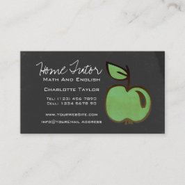 Zuhause-Tutor-Lehrer-Grün-Apple-Tafel Visitenkarte