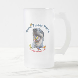 Zuhause tweeten Zuhause-Vogel-Hund Mattglas Bierglas
