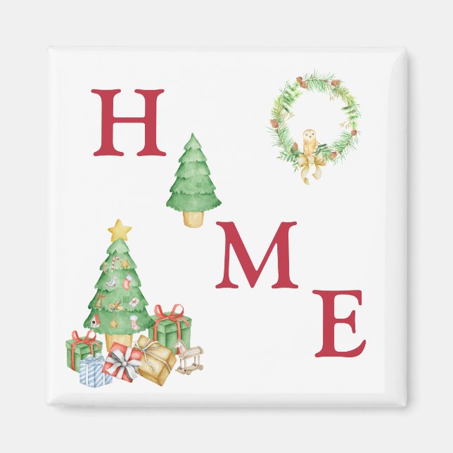 Zuhause Typografie Weihnachtsfeiertag Magnet (Vorne)