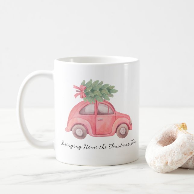 Zuhause über den Weihnachtsbaum, Tasse, 11 oz Kaffeetasse (Mit Donut)