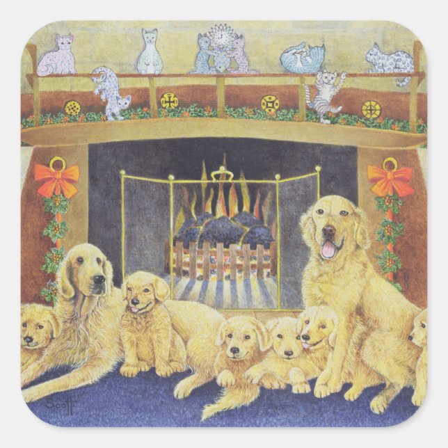 Zuhause und Herz Quadratischer Aufkleber (Vorderseite)