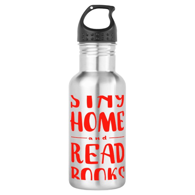 Zuhause und Lese-Bücher Bleibe Edelstahlflasche (Vorderseite)